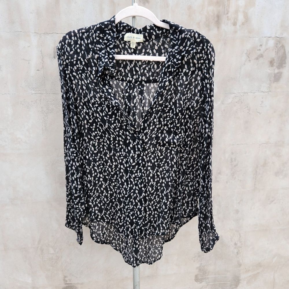 Cloth and stone printed button down long sleeve